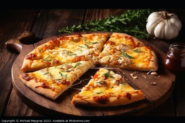 Delicious pizza with lots of melted cheese created with generati Picture Board by Michael Piepgras