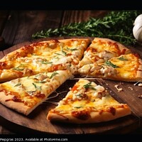 Buy canvas prints of Delicious pizza with lots of melted cheese created with generati by Michael Piepgras