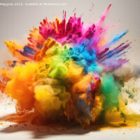Buy canvas prints of Exploding colors on a light background created with generative A by Michael Piepgras