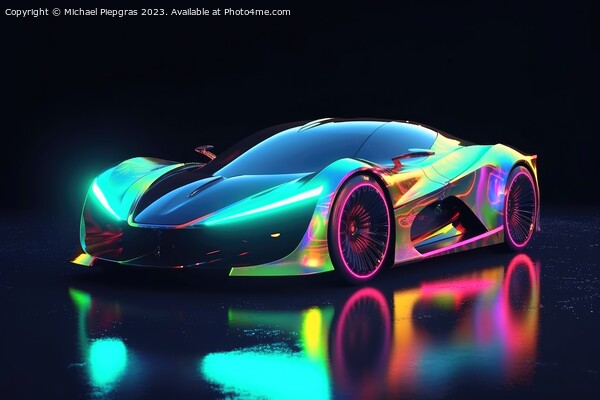 Futuristic luxury sports car neon colors created with generative Picture Board by Michael Piepgras