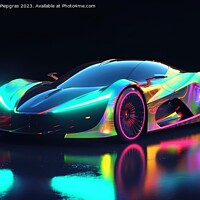 Buy canvas prints of Futuristic luxury sports car neon colors created with generative by Michael Piepgras