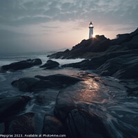 Buy canvas prints of Long exposure of a rocky coast with a lighthouse on it created w by Michael Piepgras