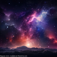 Buy canvas prints of Photo realistic galaxy in the nightsky background created with g by Michael Piepgras