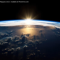 Buy canvas prints of The rising sun above the earth as seen from space created with g by Michael Piepgras