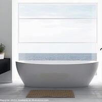 Buy canvas prints of A bathroom in a nordic style with a white bathtub created with g by Michael Piepgras