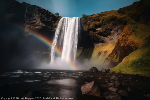 A beautiful moonbow in front of a waterfall created with generat Picture Board by Michael Piepgras