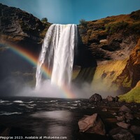 Buy canvas prints of A beautiful moonbow in front of a waterfall created with generat by Michael Piepgras
