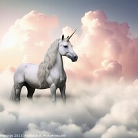 Buy canvas prints of A beautiful unicorn surrounded by soft clouds created with gener by Michael Piepgras