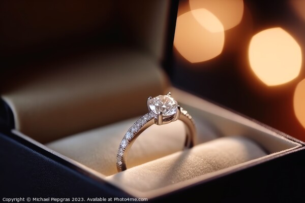 A beautiful wedding ring in the box with sparkling light created Picture Board by Michael Piepgras