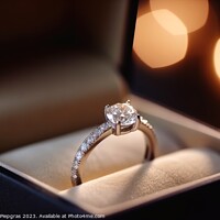 Buy canvas prints of A beautiful wedding ring in the box with sparkling light created by Michael Piepgras