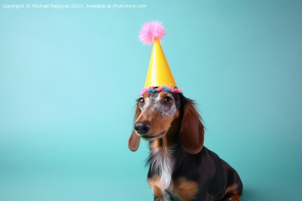A cute dog with a party hat and party glitter created with gener Picture Board by Michael Piepgras