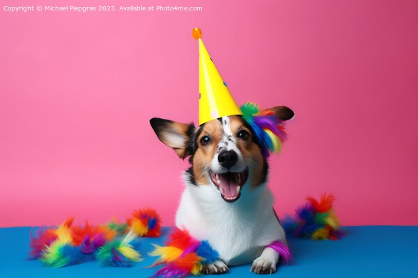A cute dog with a party hat and party glitter created with gener Picture Board by Michael Piepgras