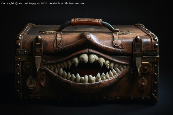 A evil old open suitcase with eyes and sharp teeth created with  Picture Board by Michael Piepgras