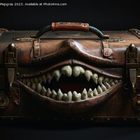Buy canvas prints of A evil old open suitcase with eyes and sharp teeth created with  by Michael Piepgras
