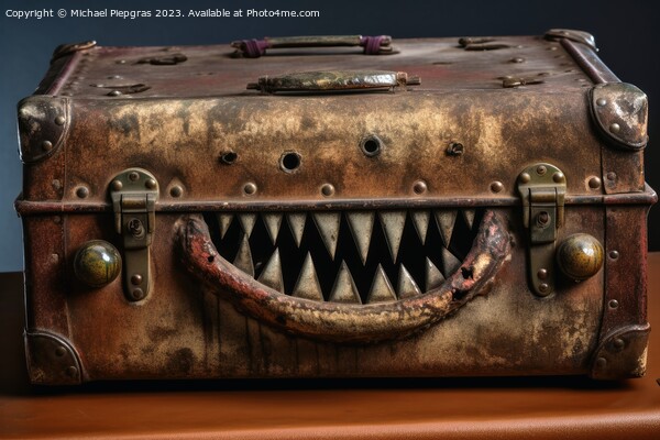A evil old open suitcase with eyes and sharp teeth created with  Picture Board by Michael Piepgras