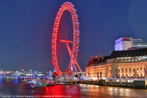 View at the London Eye at night in the city of London Picture Board by Michael Piepgras