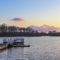 Buy canvas prints of Beautiful sunset landscape at a small lake in northern Europe by Michael Piepgras