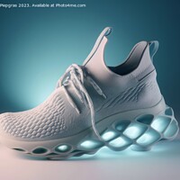 Buy canvas prints of A futuristic sports shoe on a light background created with gene by Michael Piepgras