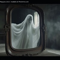 Buy canvas prints of A ghost coming out of an old mirror created with generative AI t by Michael Piepgras