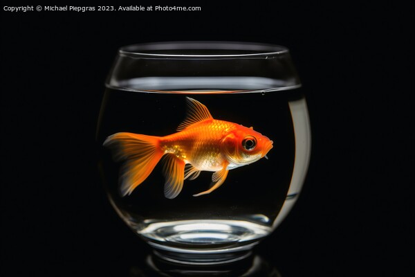 A goldfish swimming in a glass created with generative AI techno Picture Board by Michael Piepgras