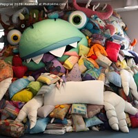 Buy canvas prints of A monster made of pillows created with generative AI technology. by Michael Piepgras