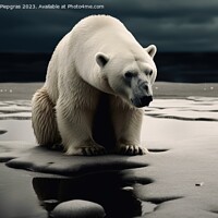 Buy canvas prints of A sad polar bear on a small ice floe created with generative AI  by Michael Piepgras