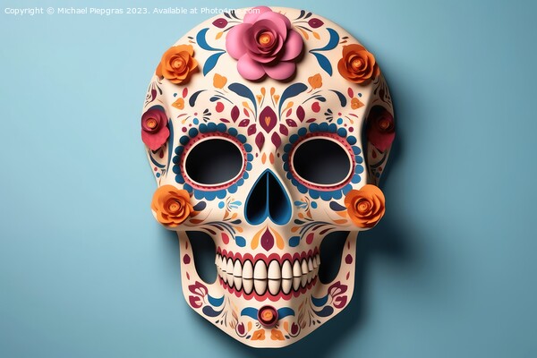 A skull for Dia de Los Muertos on light background created with  Picture Board by Michael Piepgras