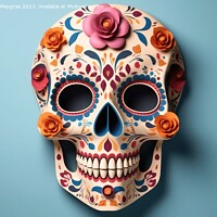 Buy canvas prints of A skull for Dia de Los Muertos on light background created with  by Michael Piepgras