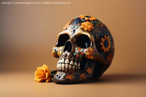 A skull for Dia de Los Muertos on light background created with  Picture Board by Michael Piepgras