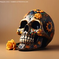 Buy canvas prints of A skull for Dia de Los Muertos on light background created with  by Michael Piepgras