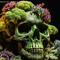 Buy canvas prints of A skull made of broccoli created with generative AI technology. by Michael Piepgras