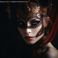 Buy canvas prints of A beautiful woman in an elegant dress with a Venetian carnival m by Michael Piepgras