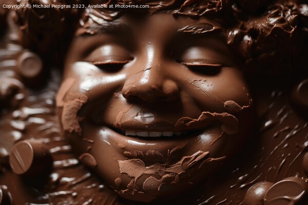 A happy childs face made of chocolate created with generative AI Picture Board by Michael Piepgras