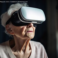 Buy canvas prints of An old woman looking stunned while exploring virtual reality cre by Michael Piepgras