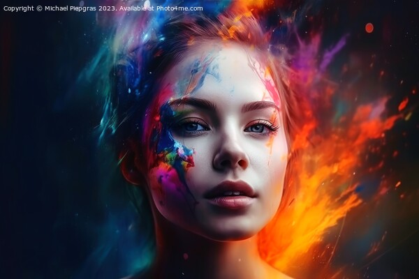 Portrait of a beautiful woman with colorful splashes created wit Picture Board by Michael Piepgras