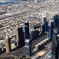 Buy canvas prints of Aerial view over the city center of dubai on a sunny day by Michael Piepgras