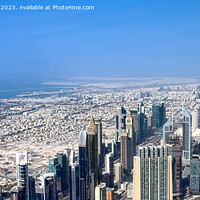 Buy canvas prints of Aerial view over the city center of dubai on a sunny day by Michael Piepgras