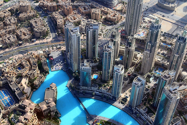 Aerial view over the city center of dubai on a sunny day Picture Board by Michael Piepgras