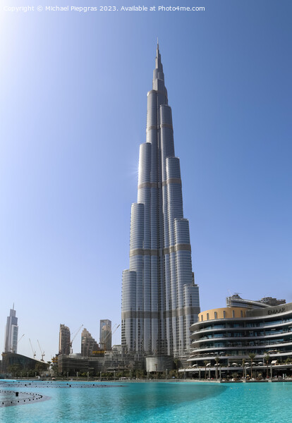 View at the Burj Khalifa on a sunny day. Burj Khalifa is currently the tallest building in the world, at 829.84 m (2,723 ft) Picture Board by Michael Piepgras