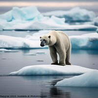 Buy canvas prints of A sad polar bear on a small ice floe created with generative AI  by Michael Piepgras