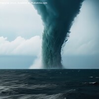 Buy canvas prints of A tornado made of water over the ocean created with generative A by Michael Piepgras