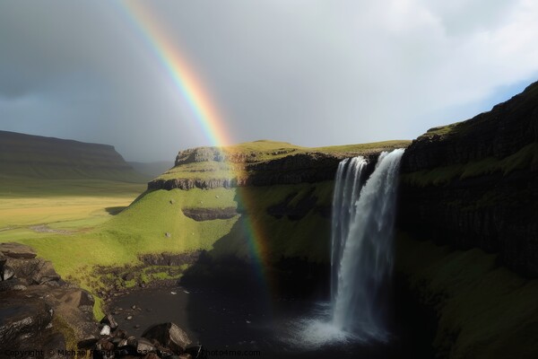 A Waterfall with a stunning rainbow created with generative AI t Picture Board by Michael Piepgras