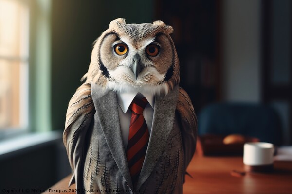An Owl in a business outfit created with generative AI technolog Picture Board by Michael Piepgras