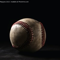 Buy canvas prints of Close up of a baseball with a playfield background created with  by Michael Piepgras