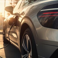 Buy canvas prints of Electric car charging concept created with generative AI technol by Michael Piepgras