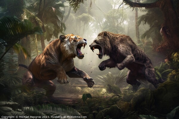 Rumble in the jungle two beasts fighting created with generative Picture Board by Michael Piepgras