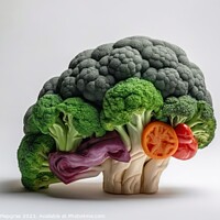 Buy canvas prints of Side view of a human brain made of fresh vegetable on a white ba by Michael Piepgras