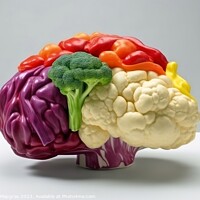 Buy canvas prints of Side view of a human brain made of fresh vegetable on a white ba by Michael Piepgras