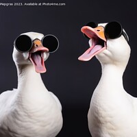 Buy canvas prints of Two white goose singing a song created with generative AI techno by Michael Piepgras