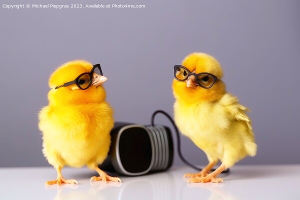 Two yellow chicks with sunglasses singing a song created with ge Picture Board by Michael Piepgras